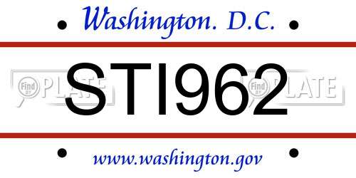 STI962 District Of Columbia License Plate