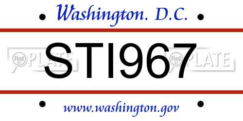 STI967 District Of Columbia License Plate