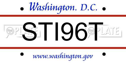 STI96T District Of Columbia License Plate