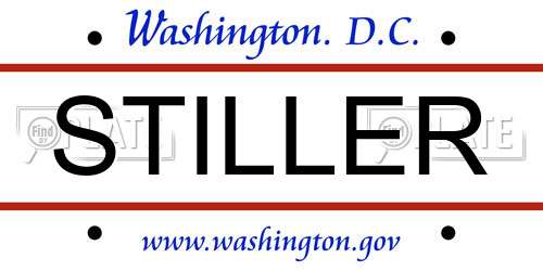 STILLER District Of Columbia License Plate