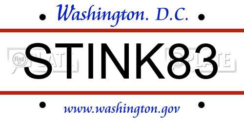STINK83 District Of Columbia License Plate