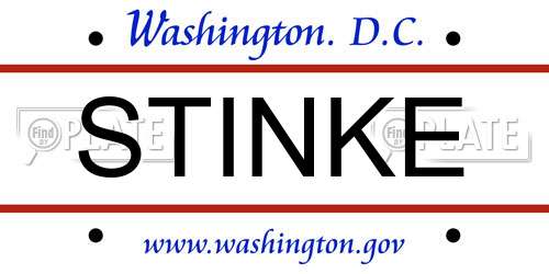 STINKE District Of Columbia License Plate