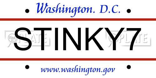 STINKY7 District Of Columbia License Plate