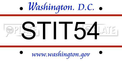 STIT54 District Of Columbia License Plate
