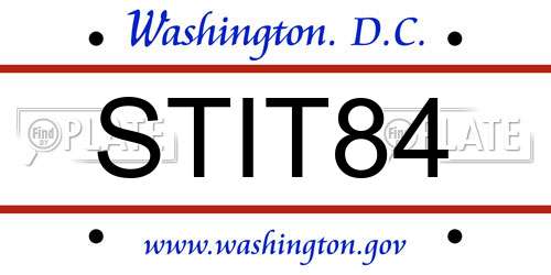 STIT84 District Of Columbia License Plate