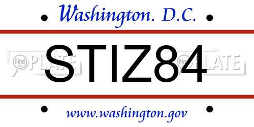 STIZ84 District Of Columbia License Plate