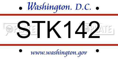 STK142 District Of Columbia License Plate