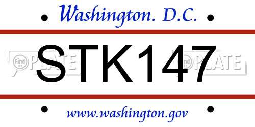 STK147 District Of Columbia License Plate