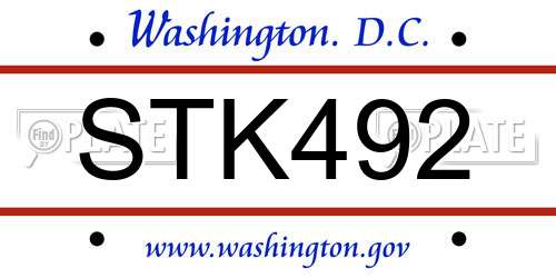 STK492 District Of Columbia License Plate