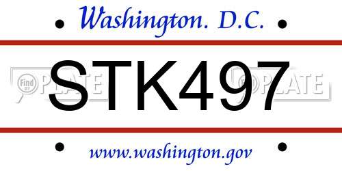 STK497 District Of Columbia License Plate
