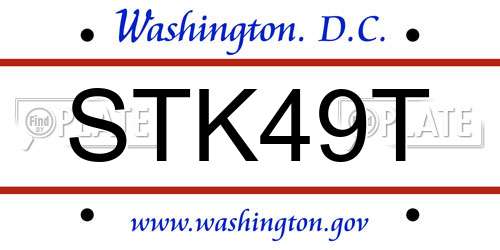 STK49T District Of Columbia License Plate