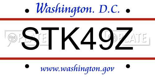 STK49Z District Of Columbia License Plate