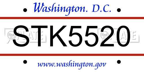 STK5520 District Of Columbia License Plate