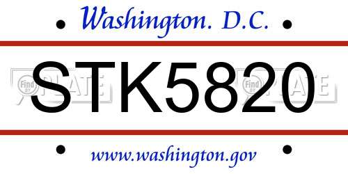 STK5820 District Of Columbia License Plate