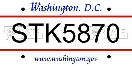 STK5870 District Of Columbia License Plate