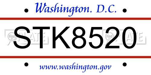 STK8520 District Of Columbia License Plate