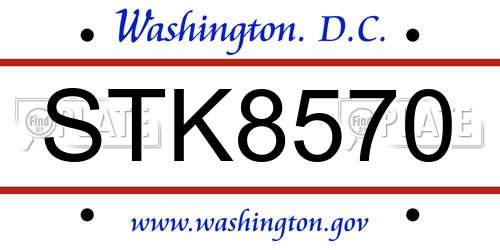 STK8570 District Of Columbia License Plate