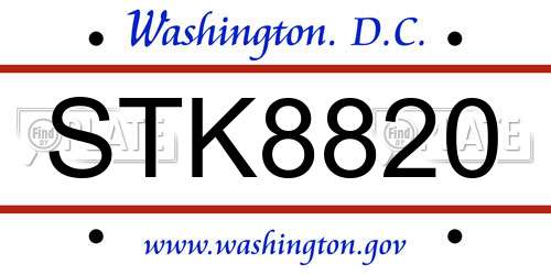 STK8820 District Of Columbia License Plate