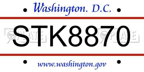 STK8870 District Of Columbia License Plate
