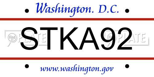 STKA92 District Of Columbia License Plate