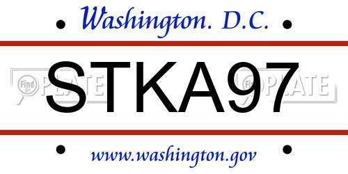 STKA97 District Of Columbia License Plate