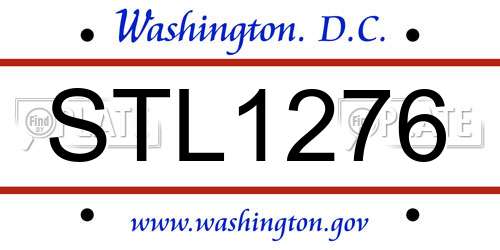 STL1276 District Of Columbia License Plate