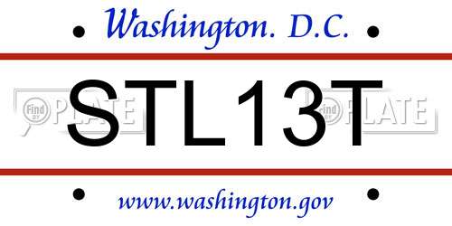 STL13T District Of Columbia License Plate