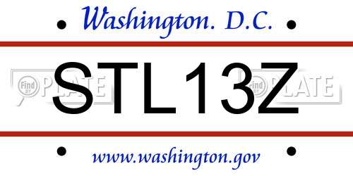 STL13Z District Of Columbia License Plate