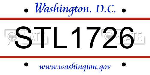 STL1726 District Of Columbia License Plate