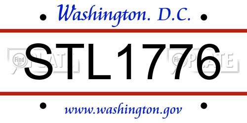 STL1776 District Of Columbia License Plate