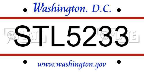 STL5233 District Of Columbia License Plate