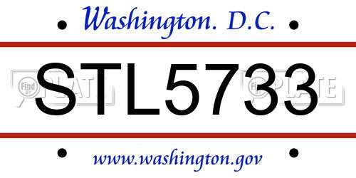 STL5733 District Of Columbia License Plate