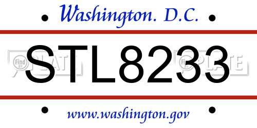 STL8233 District Of Columbia License Plate