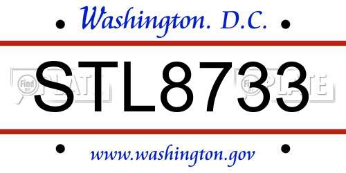 STL8733 District Of Columbia License Plate