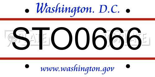 STO0666 District Of Columbia License Plate