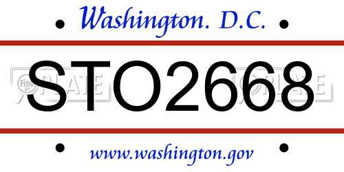 STO2668 District Of Columbia License Plate