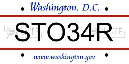 STO34R District Of Columbia License Plate