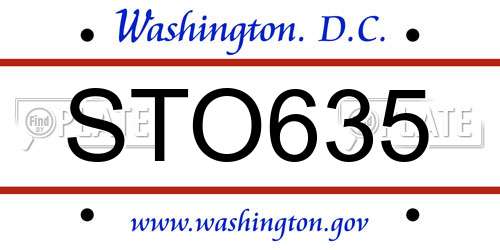 STO635 District Of Columbia License Plate