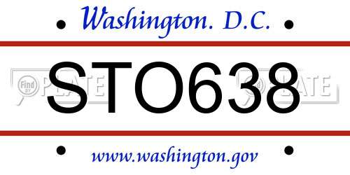 STO638 District Of Columbia License Plate