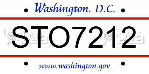 STO7212 District Of Columbia License Plate