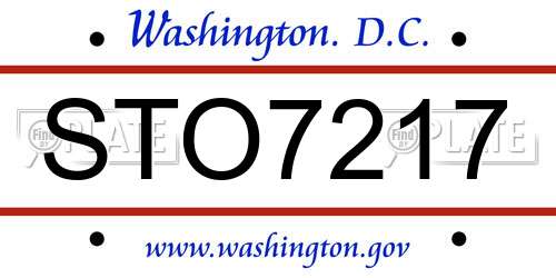 STO7217 District Of Columbia License Plate