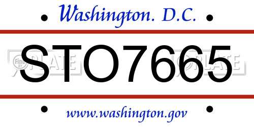 STO7665 District Of Columbia License Plate
