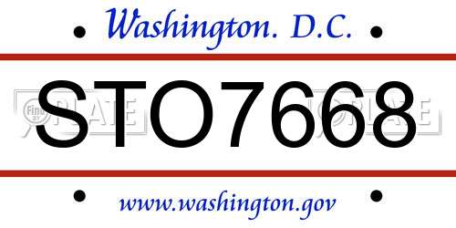 STO7668 District Of Columbia License Plate