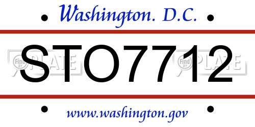 STO7712 District Of Columbia License Plate