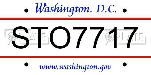 STO7717 District Of Columbia License Plate