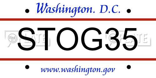 STOG35 District Of Columbia License Plate