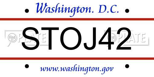 STOJ42 District Of Columbia License Plate