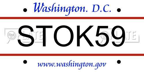 STOK59 District Of Columbia License Plate