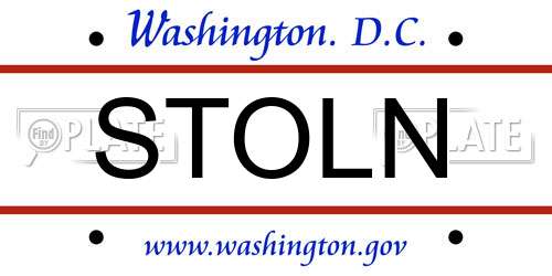STOLN District Of Columbia License Plate