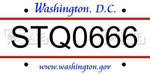 STQ0666 District Of Columbia License Plate